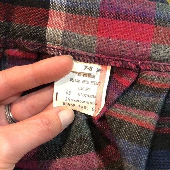 VINTAGE plaid wool blend midi skirt dark academia XS - Picture 4 of 5